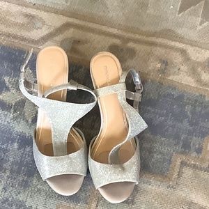 Marbella silver sparkle peep toe heals. Size 12